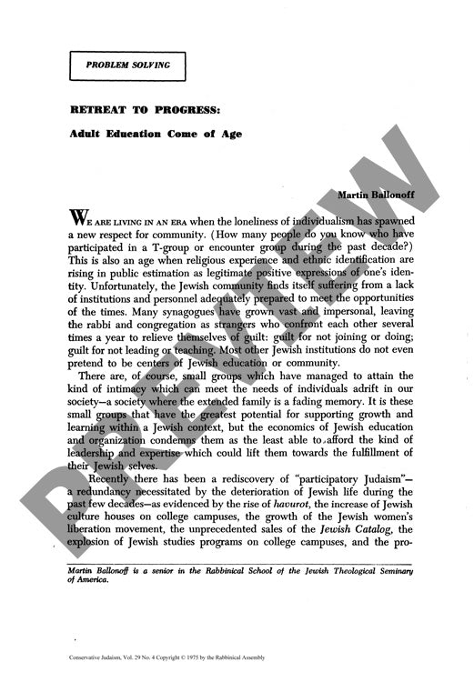 Retreat to Progress Adult Education Come