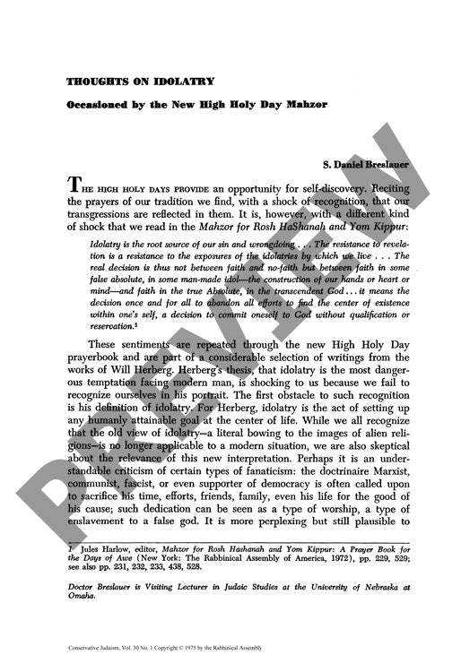 Thoughts on Idolatry Occasioned by the N
