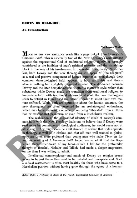 Dewey on Religion an Introduction