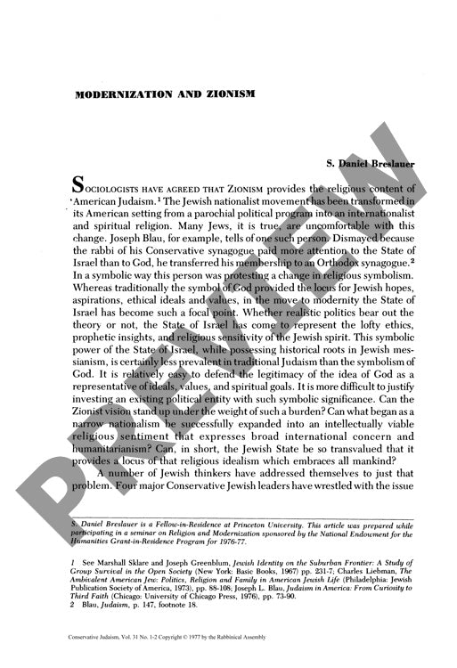 Modernization and Zionism