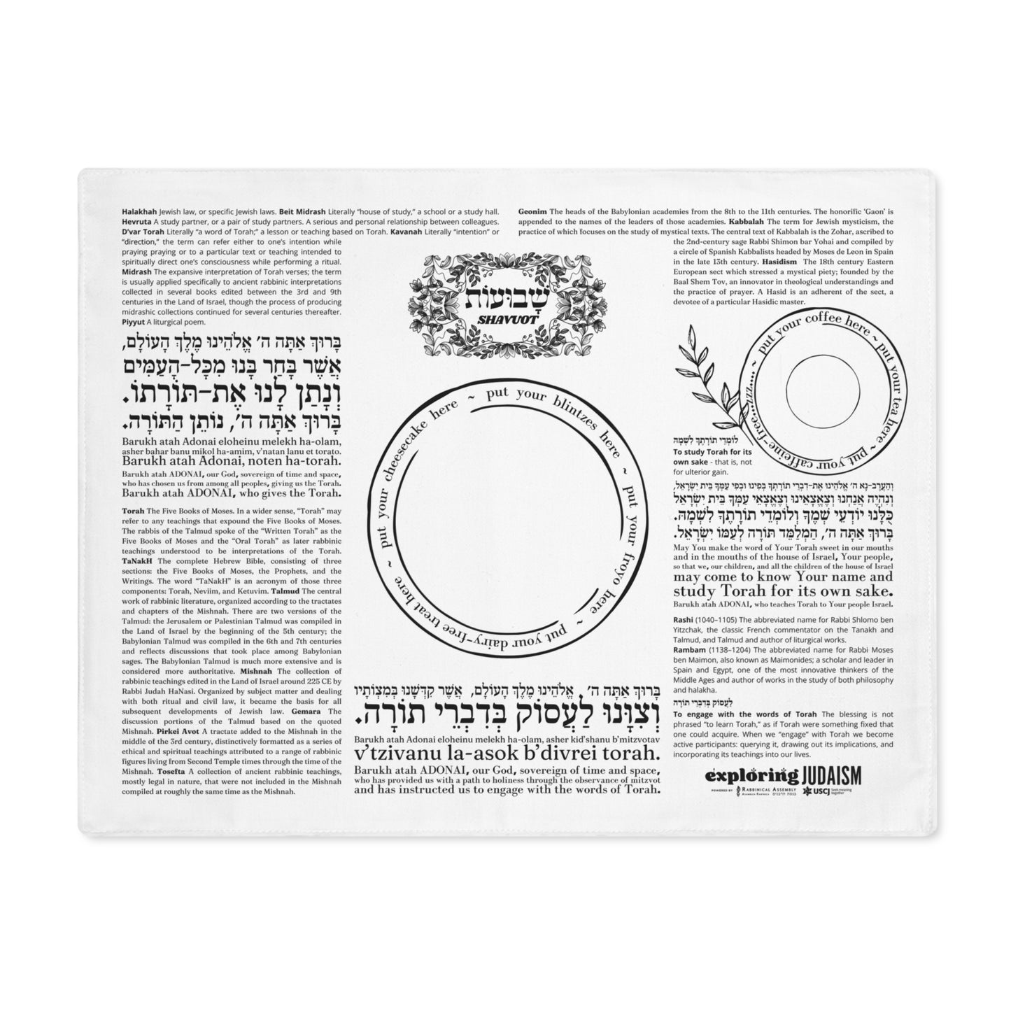 Shavuot Study Placemat by Exploring Judaism
