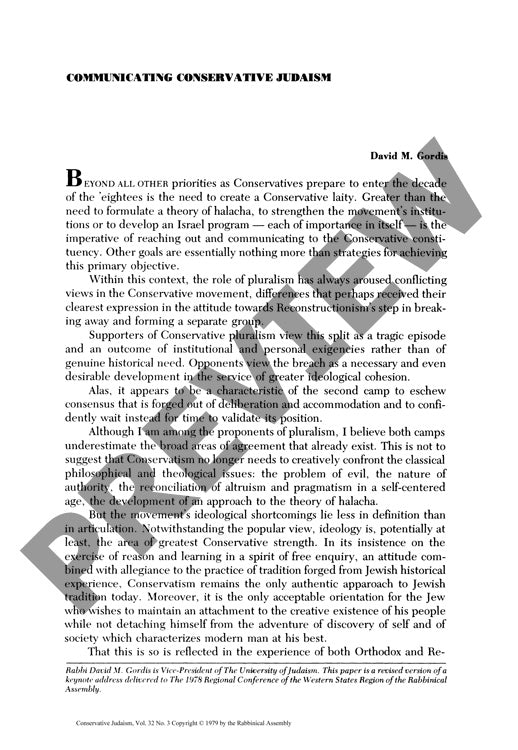 Communicating Conservative Judaism