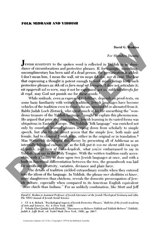 Folk Midrash and Yiddish
